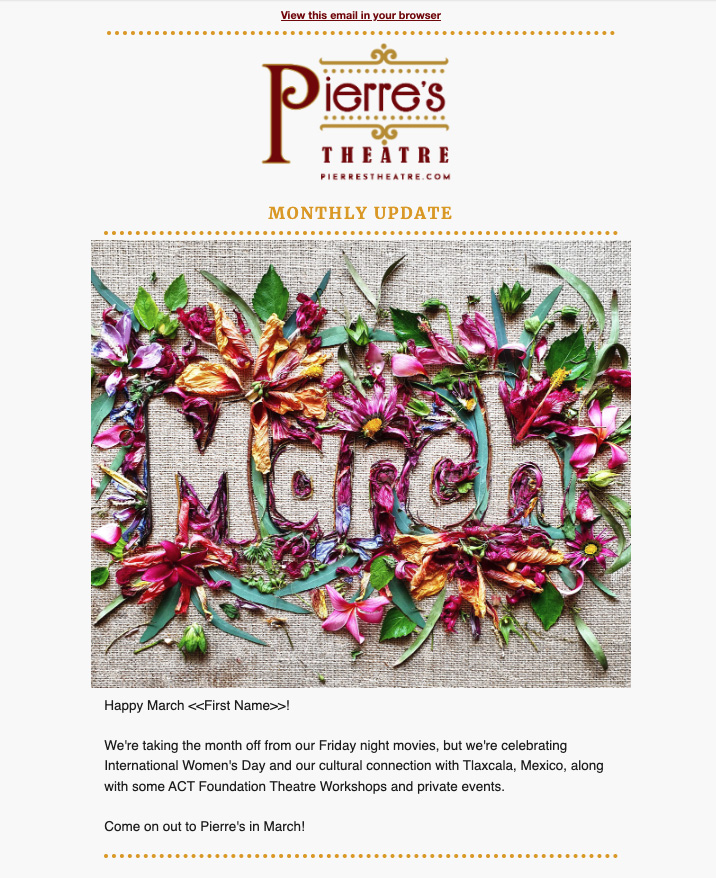 Pierres Theatre newsletters